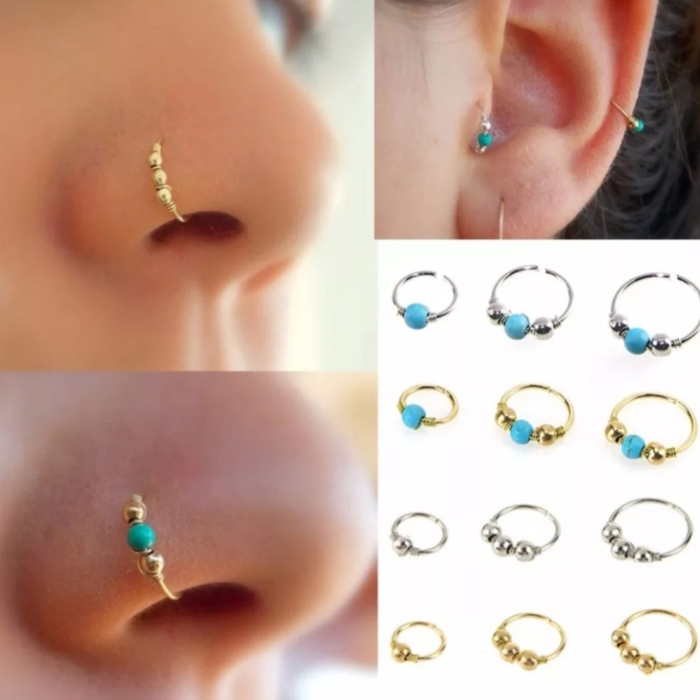 3 Piece Set Ear Cartilage Nose Ring Beads - Picture 6 of 7